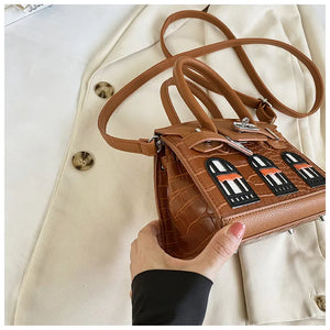 BRKN Architectural Facade Croco-Embossed Handbag