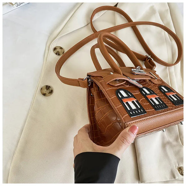 BRKN Architectural Facade Croco-Embossed Handbag
