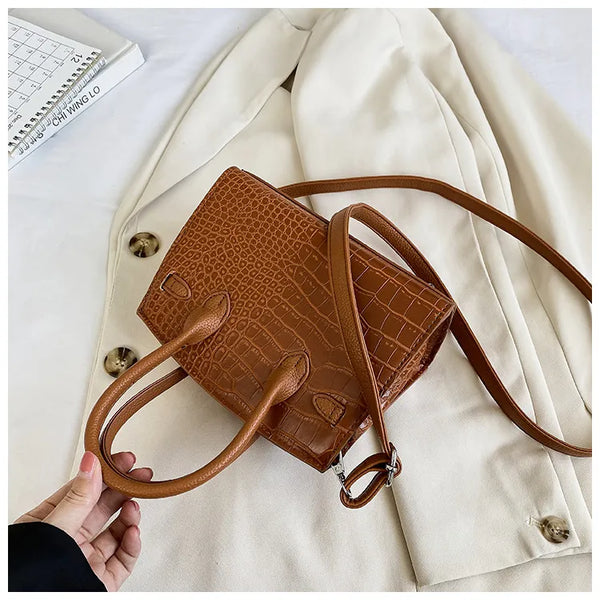 BRKN Architectural Facade Croco-Embossed Handbag