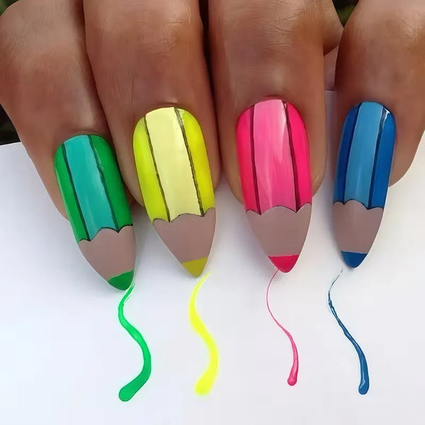 Crayon Sketch High-Gloss Press-On Nails