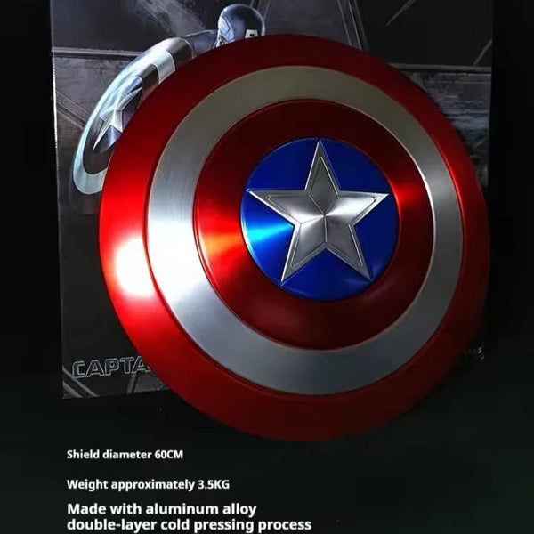 Captain America shield with star emblem on a dark background