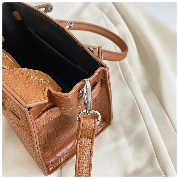 BRKN Architectural Facade Croco-Embossed Handbag