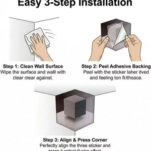 3D Impossible Corners Wall Illusion Stickers