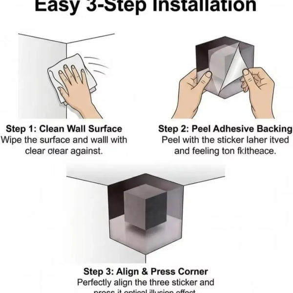 3D Impossible Corners Wall Illusion Stickers