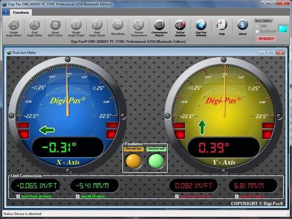 Digi-Pas DWL-3000XY-B 2-Axis Digital Machinist Precision Level & Inclinometer System