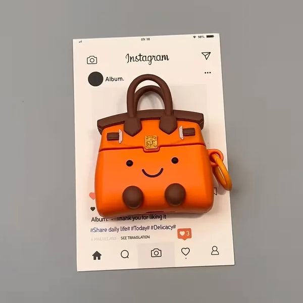 Orange Luxury Parisian Handbag Silicone Case (For AirPods)