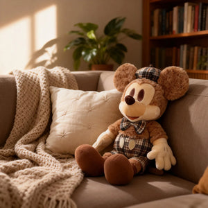 Chocolate Plaid M&M Mouse Comfort Plush