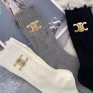 SEL-N Distressed Ribbed Socks (Set of 4)