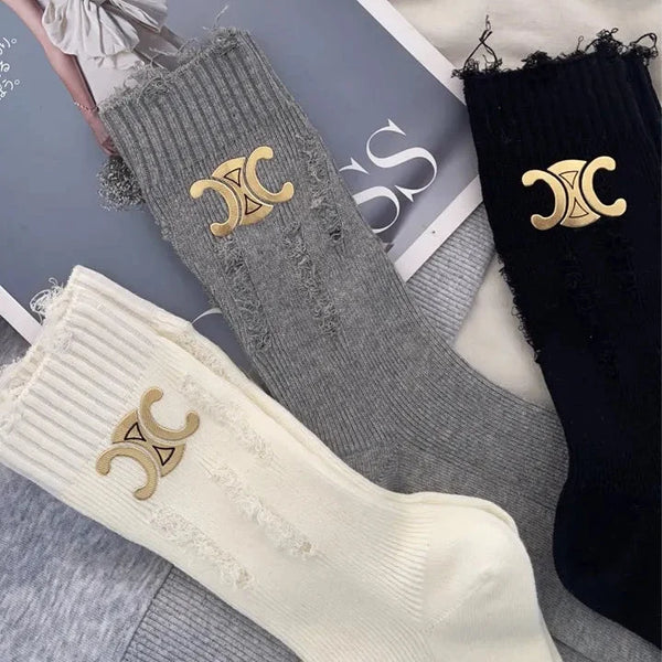 SEL-N Distressed Ribbed Socks (Set of 4)