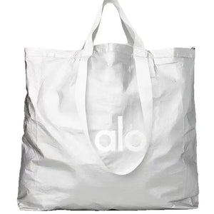 Alo Yoga Silver Textured Shopping Tote
