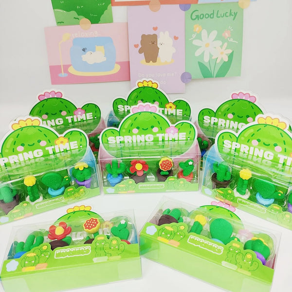 Creative Potted Cactus Eraser (Set of 4)