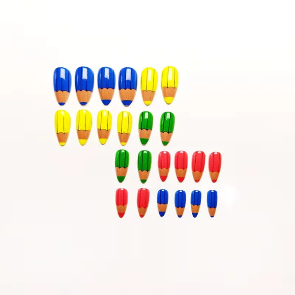 Crayon Sketch High-Gloss Press-On Nails
