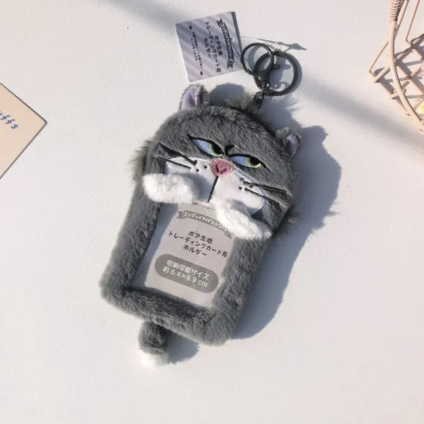 Grumpy Lucifer Cat Plush ID Keychain