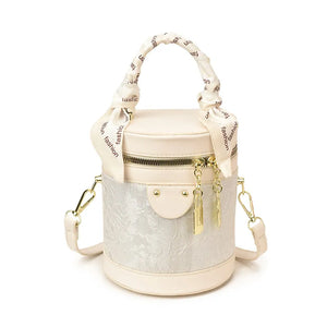 Jacquard Petal Cylinder Pouch Handbag