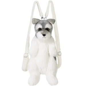 Bear Hugs Realistic Schnauzer Dog Plush Backpack