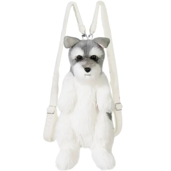 Bear Hugs Realistic Schnauzer Dog Plush Backpack
