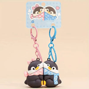Sweet Penguin Couple Magnetic Keychain