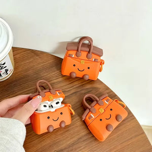 Orange Luxury Parisian Handbag Silicone Case (For AirPods)