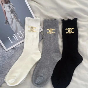SEL-N Distressed Ribbed Socks (Set of 4)