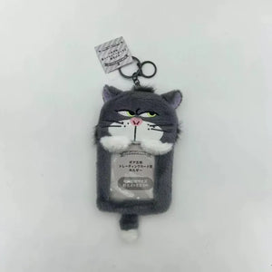 Grumpy Lucifer Cat Plush ID Keychain