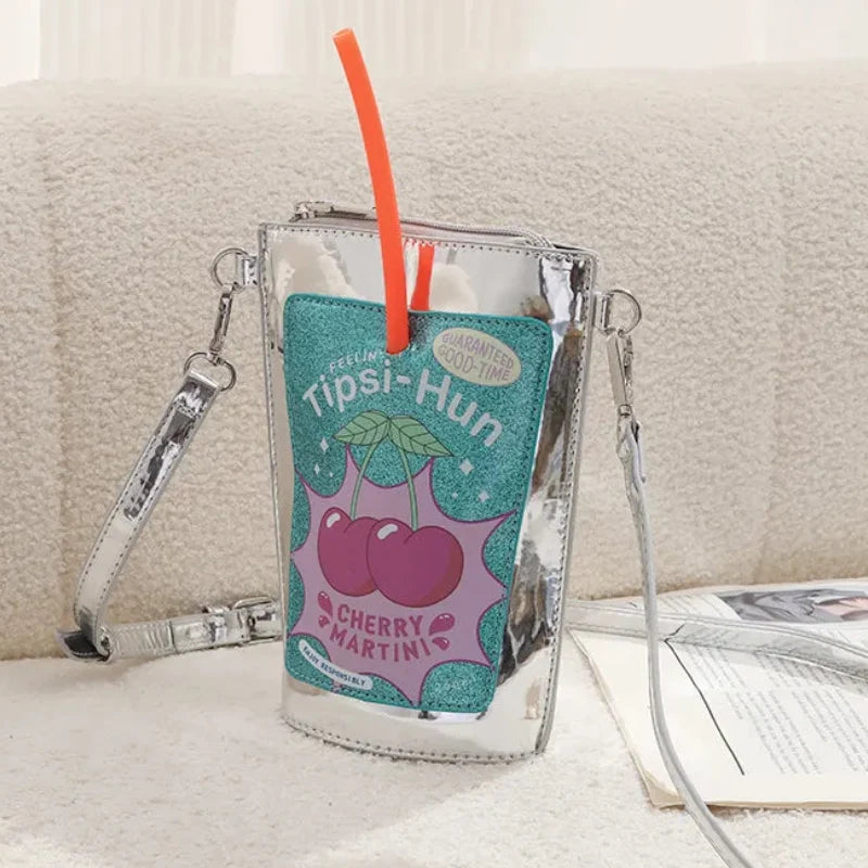 Cherry Martini Novelty Drink Crossbody Bag