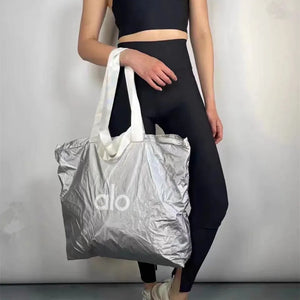 Alo Yoga Silver Textured Shopping Tote