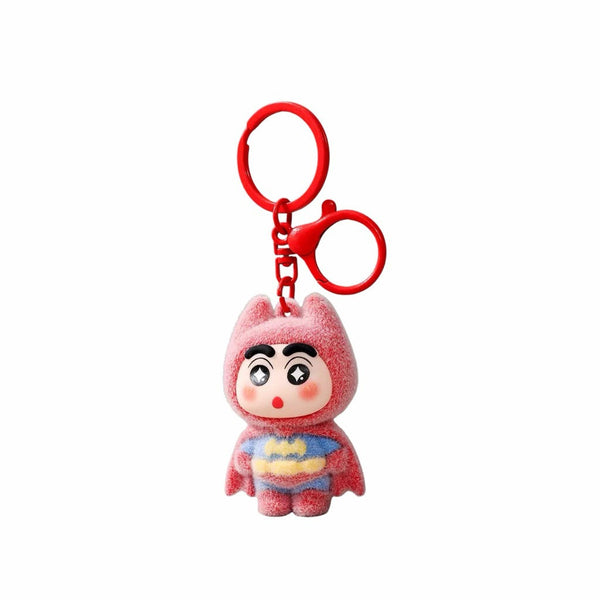 Bat Hero Shinchan Flocked Keychain