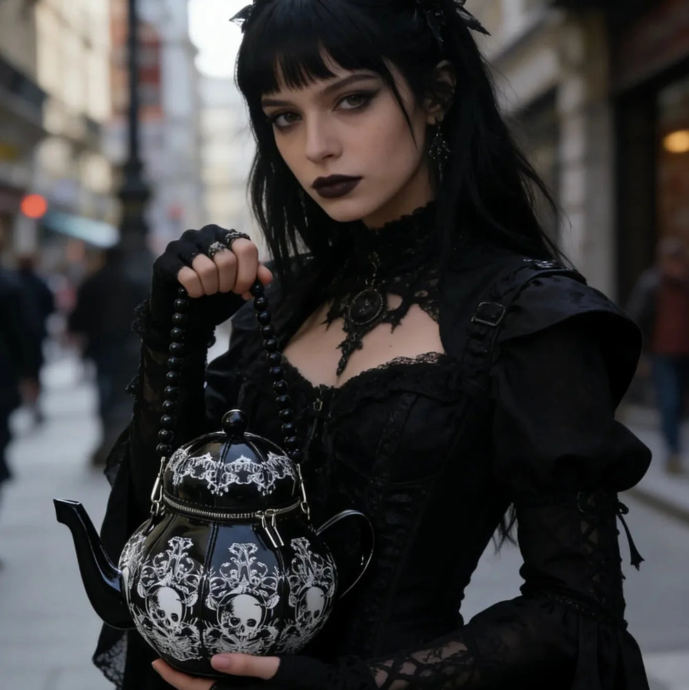 Nocturnia Gothic Brew Skull Teapot Bag