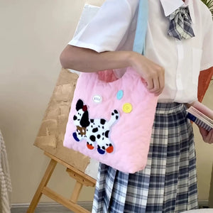Pastel Puppy Patch Quilted Tote Bag