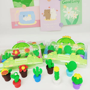 Creative Potted Cactus Eraser (Set of 4)