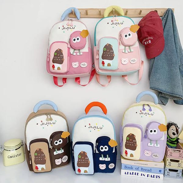 Jijilu Pastel Cartoon School Backpack