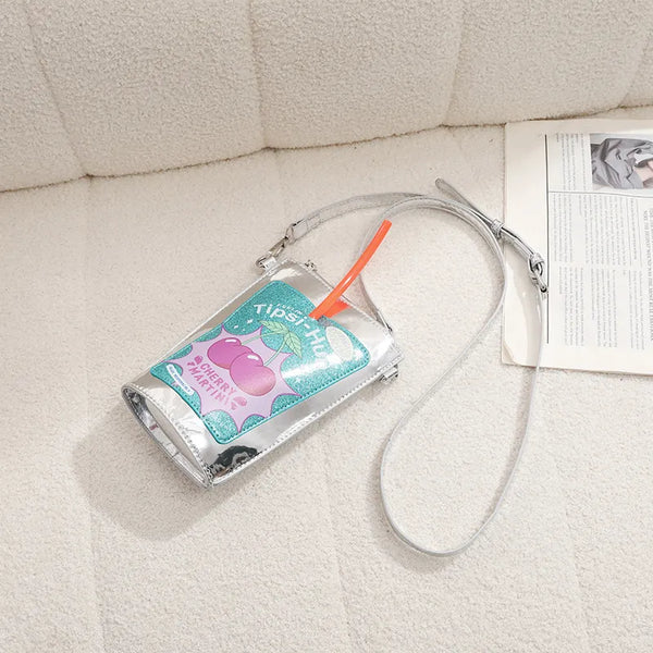 Cherry Martini Novelty Drink Crossbody Bag