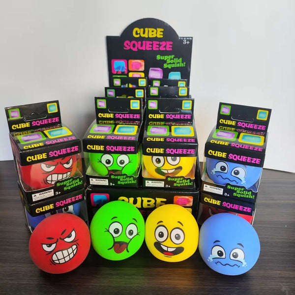 Super Solid Emoji Stress Relief Cube (Set of 4)