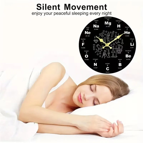 Quantum Silent Periodic Table Wall Clock