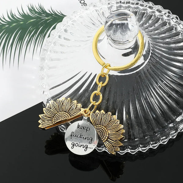 Vintage Sunflower Motivational Boost Keychain