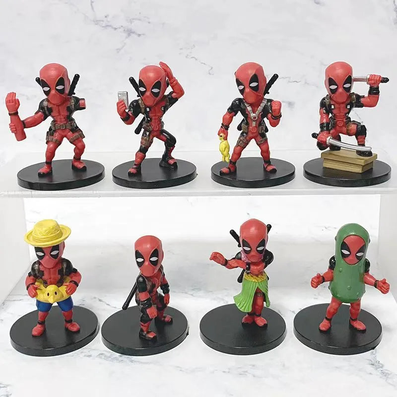 Multiverse Madness Chibi Deadpool Figurines (Set of 8)