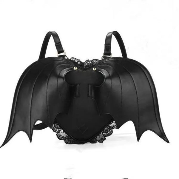 Nocturnia Harajuku Goth Bat-Wing Heart Bag