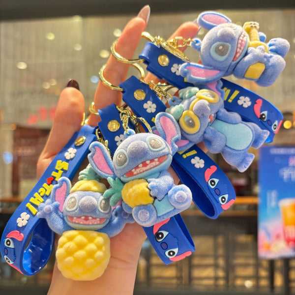 Stitch Tropical Fuzz Flocked Keychain