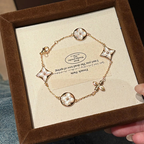Monogram Luxe Five-Flower Mother-of-Pearl Bracelet