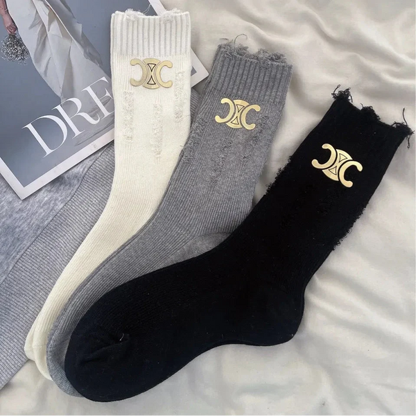 SEL-N Distressed Ribbed Socks (Set of 4)