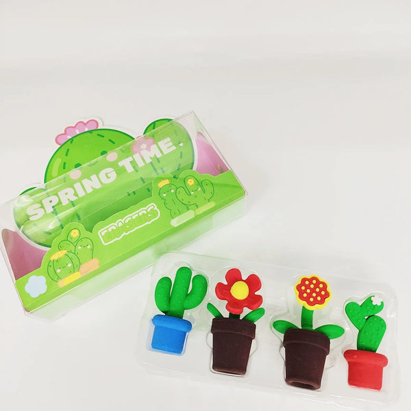 Creative Potted Cactus Eraser (Set of 4)