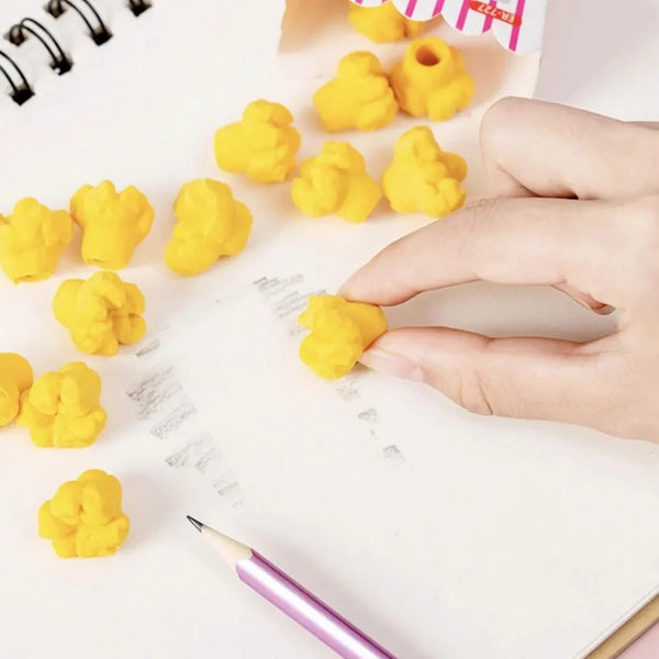 Popcorn Simulation Grip Cap Eraser (Set of 12)
