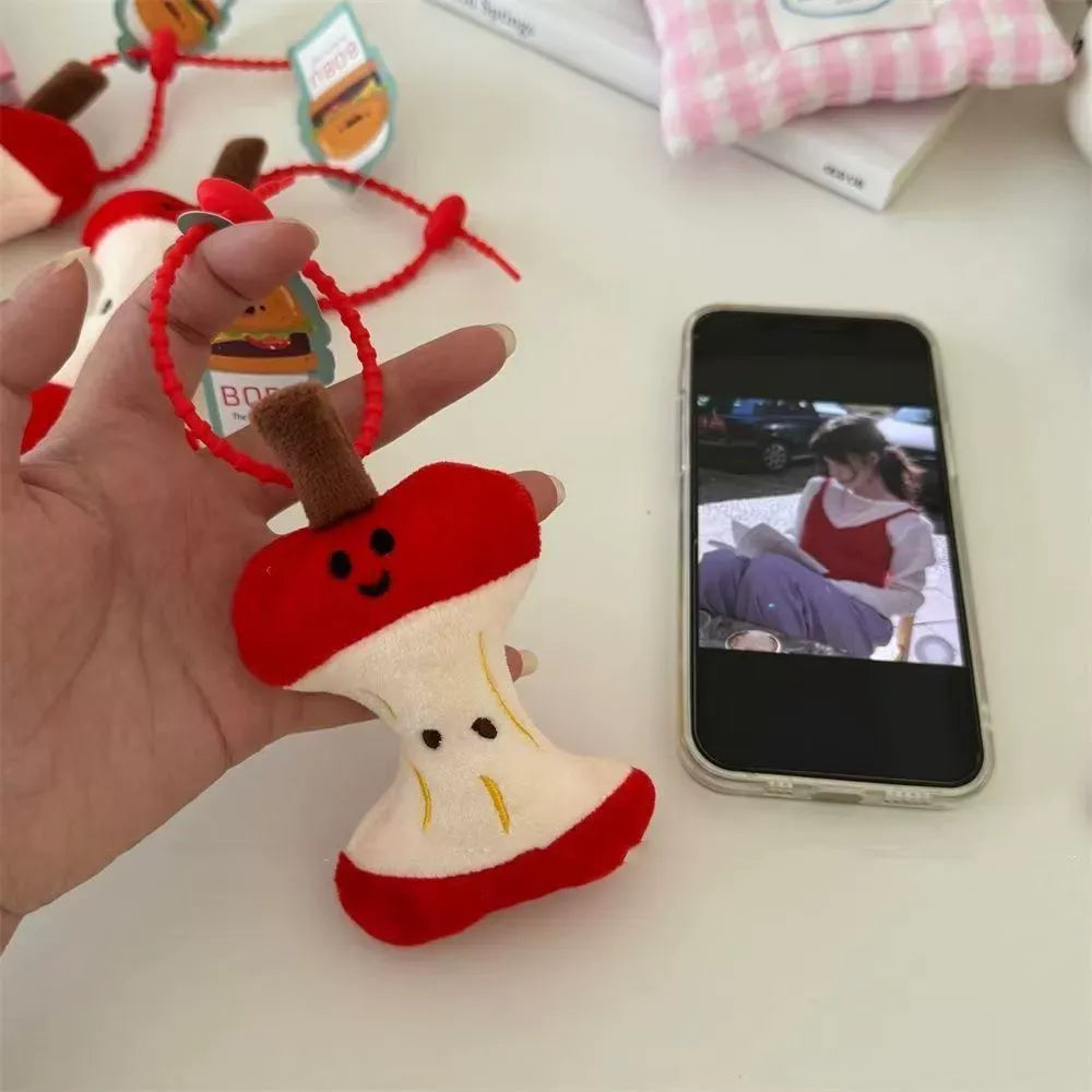 Half Apple Core Plush Keychain