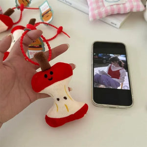 Half Apple Core Plush Keychain