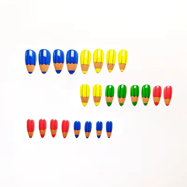 Crayon Sketch High-Gloss Press-On Nails