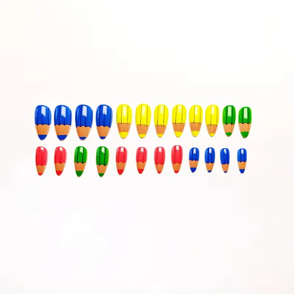Crayon Sketch High-Gloss Press-On Nails