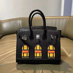 BRKN Façade Genuine Leather Architectural Kelly Bag