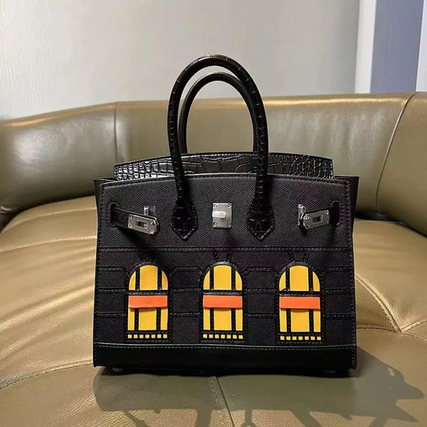 BRKN Façade Genuine Leather Architectural Kelly Bag