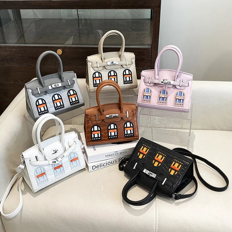 BRKN Architectural Facade Croco-Embossed Handbag