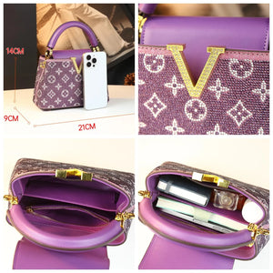 Prism Monogram Luxe Leather Satchel